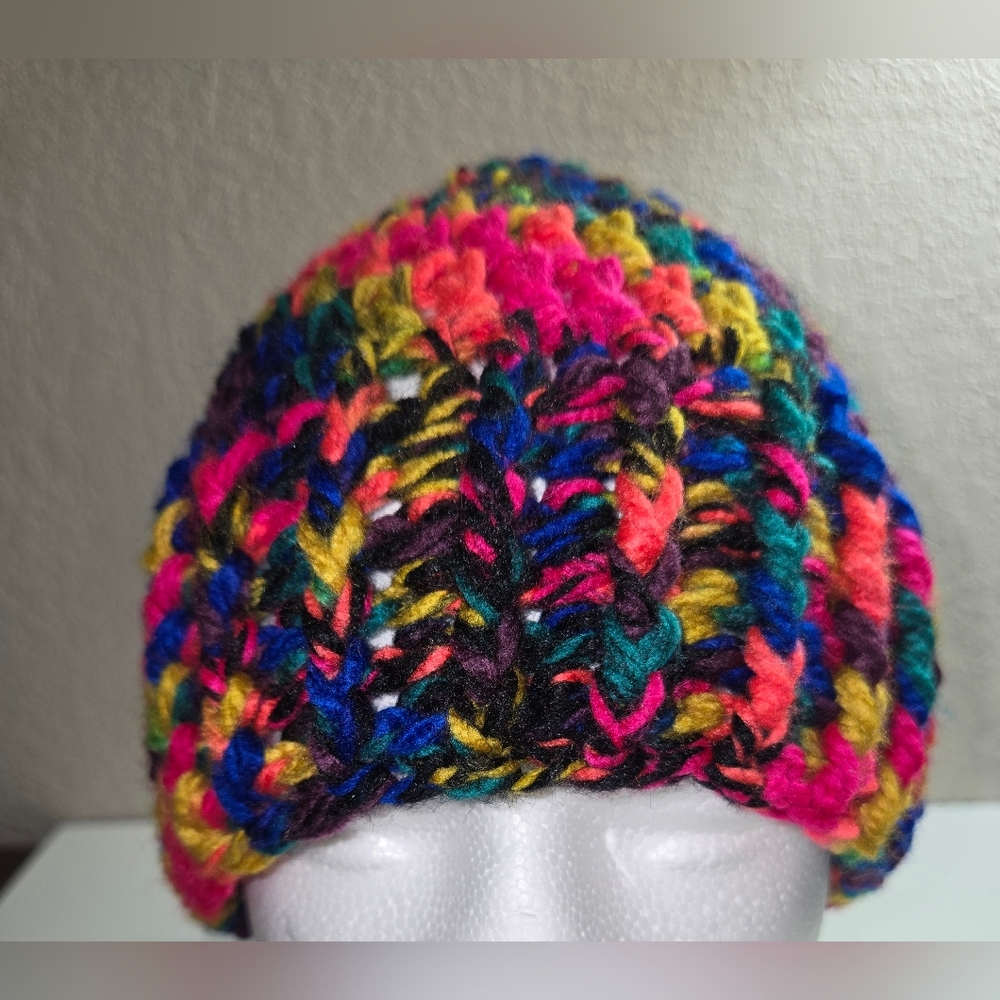 Handmade Multicolor Knit Beanie - Picture 4 of 4